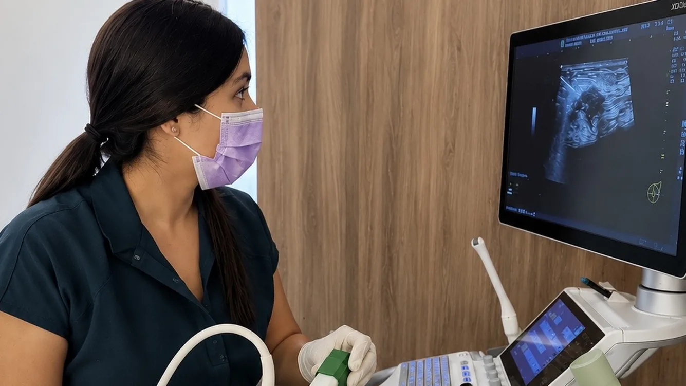 Biopsia de mama con aguja gruesa Tru-Cut guiada por ultrasonido